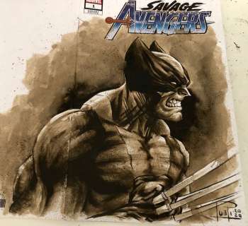Blank Variant Cover - SAVAGE AVENGERS #1 "Wolverine" with original Coffee Painting - Stapled - Blank Cover (2020) | Catawiki