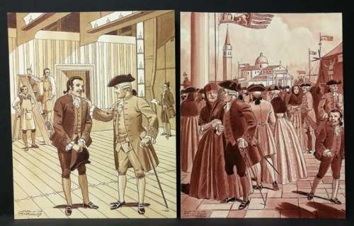 Carlo Nicco - 2x illustrazioni per "L’Ultimo Truffaldino" - Loose page - (1945) | Catawiki