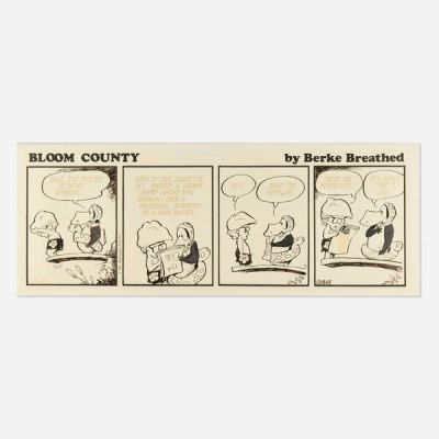 Berke Breathed | Bloom County 6-14-88 Daily Newspaper Strip Original Art (Little Brown and Co., 1988) | Landry Pop Auctions