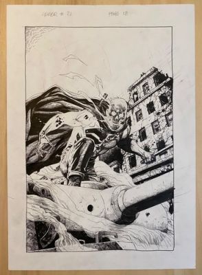 Gary Frank Geiger original comic art #21, p18. Superman, Batman, Hulk artist