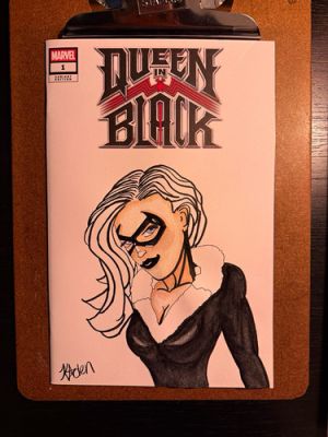 Black Cat sketch cover original art by Kaden Reynolds painted with watercolor | eBay US (Buy It Now)
