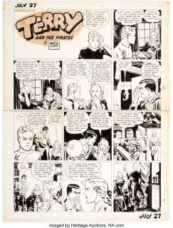 Caniff, Milton | Milton Caniff Terry and the Pirates Sunday Comic Strip dated 7-27-41 Original Art (Chicago Tribune, 1941). ... | Heritage