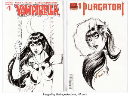 Chin, Joyce - Joyce Chin Vampirella #1 and Purgatori #1 Sketch Cover Edition Original Art (Dynamite, 2014-2017) Cond... (Total: 2 Original Art)