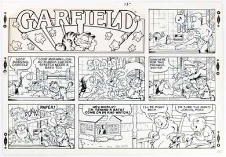 Davis, Jim | Jim Davis Garfield Sunday Comic Strip Original Art dated 9-16-84 (United Feature Syndicate, 1984).... | Heritage