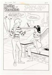 Decarlo, Dan | Dan DeCarlo and Rudy Lapick Archie’s Girls Betty and Veronica #129 Pin-Up Illustration Original Art (Archie, 1966)... | Heritage
