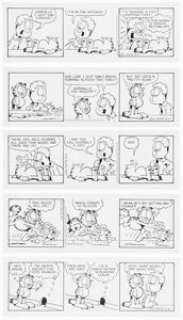 Davis, Jim | Jim Davis Garfield Consecutive Daily Comic Strip Original Art Group of 6 (PAWS, 1996).... (Total: 6 Original Art) | Heritage