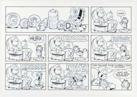 Jim Davis Garfield Sunday Comic Strip Original Art dated 1-25-04 (PAWS, 2004). | Heritage
