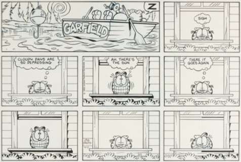 Jim Davis Garfield Sunday Comic Strip Original Art dated 4-11-93 (United Feature Syndicate, 1993). | Heritage