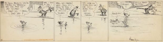 George Joseph Herriman (1880-1944), One four-frame comic strip drawing for the "Krazy Kat" series | misc / divers