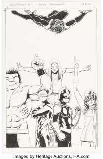 John Cassaday Champions #1 Variant Cover Original Art (Marvel, 2016). | Heritage