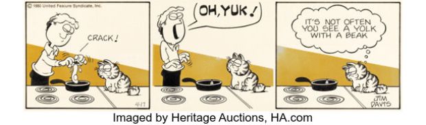 Jim Davis Garfield Unpublished Daily Comic Strip Original Art dated 4-17-80 (United Feature Syndicate, 1980). | Heritage