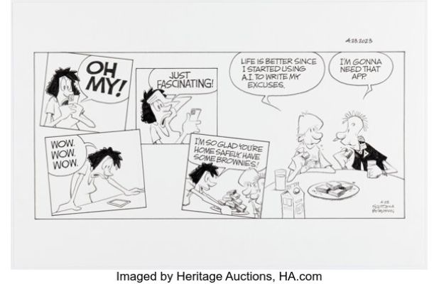 Jerry Scott and Jim Borgman Zits Sunday Comic Strip Original Art dated 4-23-23 (King Features Syndicate, 2023). | Heritage