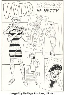 Dan DeCarlo and Rudy Lapick Archie’s Girls Betty and Veronica #128 "Wild Fashions for Betty" Illustration Original Art (Archie, 1966). | Heritage