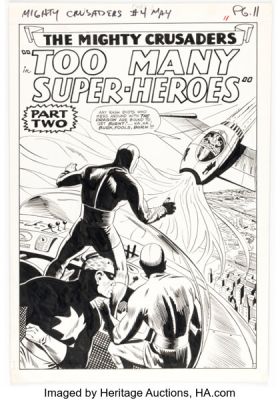 Paul Reinman (as "Paul Are") The Mighty Crusaders #4 Splash Page 1 Original Art (Archie, 1966). | Heritage