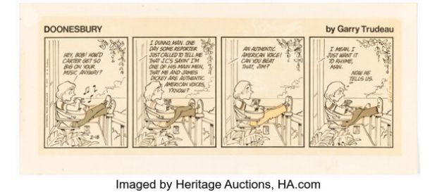 Garry Trudeau Doonesbury Daily Comic Strip Original Art dated 2-18-77 (Universal Press Syndicate, 1977). | Heritage
