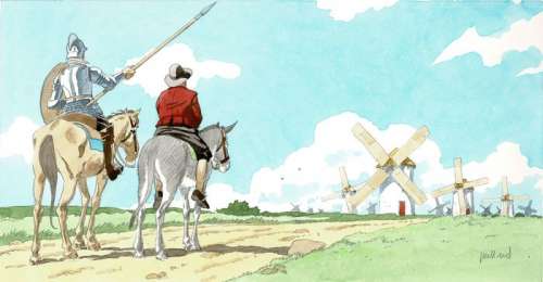 Juillard, André - Couverture originale Ã  l’aquarelle - Don Quichotte - Loose page - (2005) | Catawiki