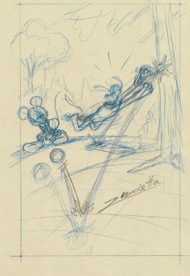 Mickey Mouse and Pluto – Woodland Sketch Study | Corner4art