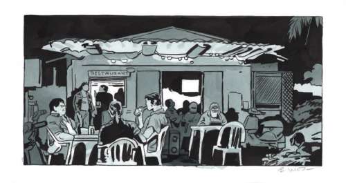 Bastien Vives | Corto Maltese - Dessin issu de l’album "Le jour d’avant" - 18 - H:18 x L36 - Encre et aquarelle - 2025 - | Manjari & Partners