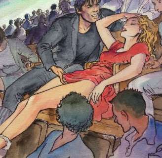 Manara, Milo - Dessin original (publié) - Miel & Alain Delon - Le parfum de l’invisible - (1986) | Catawiki