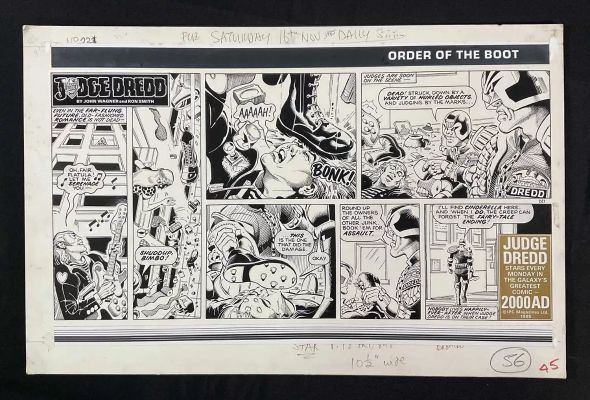Lot 433 - JUDGE DREDD - A piece of original comic book art for a Judge Dredd comic strip from the Daily | Excalibur Auctions