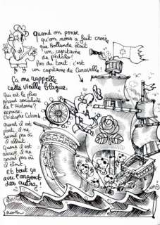 Plantu, Jean | LE VAISSEAU FANTÃ”ME DE FRANÃ‡OIS  HOLLANDE.  Encre noire sur | Coutau Bégarie