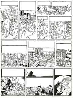 Teun Berserik | Blake et Mortimer, La vallée des immortels, menace sur Hong Kong, planche originale à l’encre de chine pour cet album paru en 2018 chez Blake et Mortimer. | Septimus