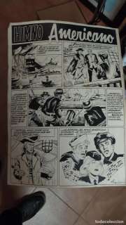 BEYLOC DIBUJO ORIGINAL TINTA HISTORIA DEL HIMNO AMERICANO GRAN TAMAÑO FIRMADO