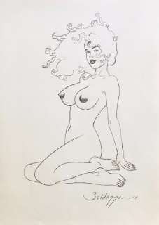 Roberto Baldazzini | Roberto Baldazzini - Disegno originale a matita - 25x35 - firmato - Page volante | Catawiki