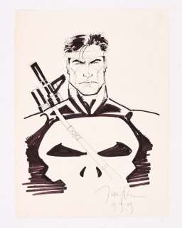 The Punisher Sketch drawn and signed by Jim Lee (9.9.89). Ink and marker pen on… | Comic Book Auctions ltd