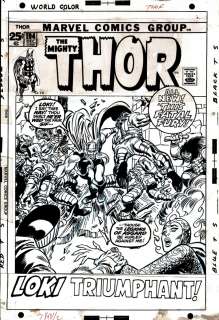 John Buscema Frank Giacoia - thor #194 cover (thor battles 6 creatures & loki to save sif! ) 1971