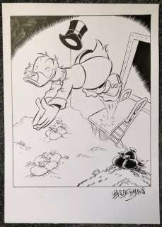 Bas Heymans | Donald Duck - Bas Heymans - original art - Oom Dagobert zwemmend in het geld in geldpakhuis | Catawiki