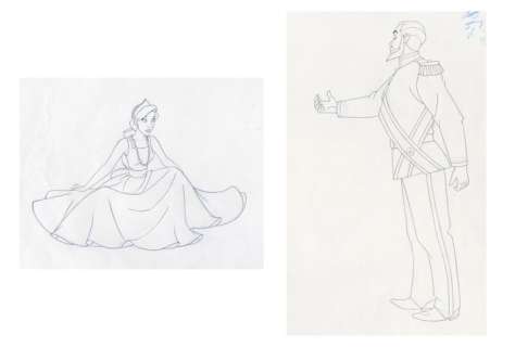 Fox - Don Bluth | Anastasia - Original production drawings - Anastasia & his father - Exemplaire unique - (1997) | Catawiki