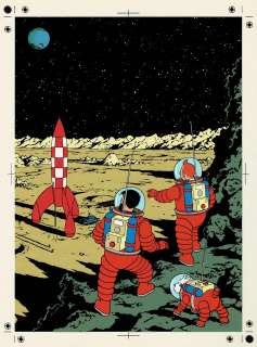 Hergé (Studios) | On a marché sur la Lune, bleu de coloriage et son film noir pour la couverture de l’album. | Septimus