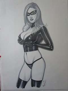 Alex Miranda - Black Cat - Dessin original - Format: 28 x 38 cm. - Page volante