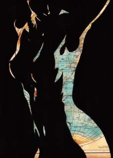 Andrea Boriani | Sin City - Andrea Boriani - carta di un atlante geografico del 1947 - Page volante - Exemplaire unique | Catawiki