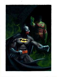 Joe Devito - batman / robin card art painting
