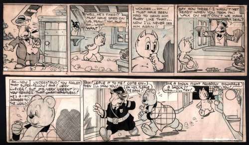 Marten Toonder En Studio | Bommel en Tom Poes - 2 Originele stroken - Ollie B. Bommel en Tom Poes - De Atoomtrillingen - Page volante - (1945) | Catawiki