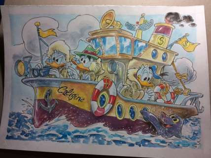 Alessandro Gottardo | Donald Duck - â€œMeglio ascoltare la focaâ€ - Page volante - Exemplaire unique - (2020/2020) | Catawiki