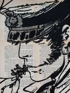 Andrea Boriani | Corto Maltese - Andrea Boriani - carta antica hand painted 42 x 30 - Exemplaire unique | Catawiki