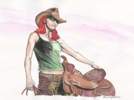 Fabio D’agata | Fabio D’Agata - disegno originale "Cowgirl" - Page volante - Exemplaire unique - (2021) | Catawiki