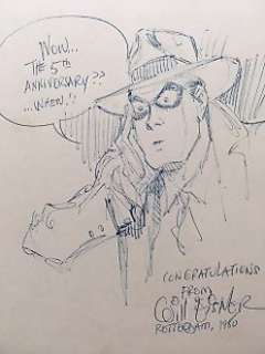 Will Eisner - Eisner, Will - Originele tekening met opdracht - The Spirit - Felicitatie door Eisner voor 5 jaar EPPO - Page volante - (1980)