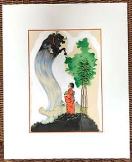 Nadir Quinto (1918-1994) | Nadir Quinto - Gemende techniek op board - original illustr. ’Japanese Fairytail ’ - (1964/1965) | Catawiki