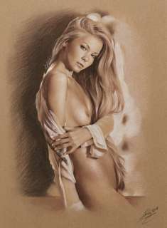 Denis Prenzel | Denis Prenzel - Original drawing - Pin-up - Carol - Size: 30 x 40 cm. | Catawiki