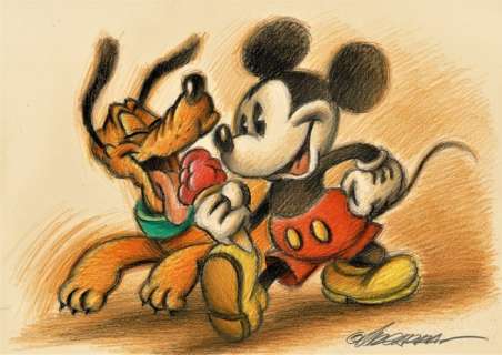 Joan Vizcarra | Mickey & Pluto - Best Friends - Original Drawing - Vizcarra, Joan - Page volante | Catawiki