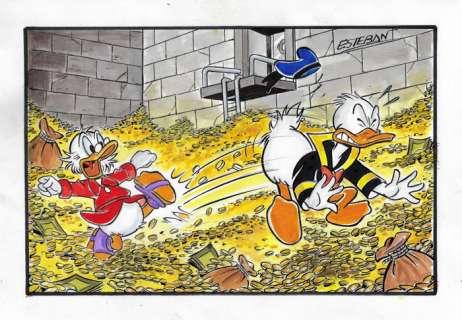 Esteban | Scrooge McDuck & Donald Duck - Esteban - Original drawing - Size: 29,5 x 21 cm | Catawiki