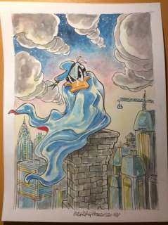 Alessandro Gottardo | Donald Duck - Illustrazione originale - â€œIl buio si avvicinaâ€ - 23 x 30,5 cm. - (2020) | Catawiki