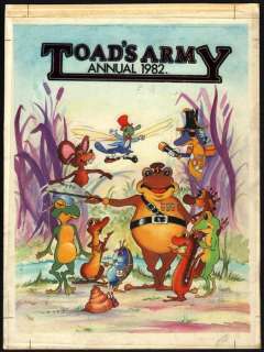 Onbekende Artiest | Cover kinderboek - Annual 1982 - Originele illustratie in gouache op board - Originele cover-illustratie - ’Toad’s Army’ - (1982) | Catawiki