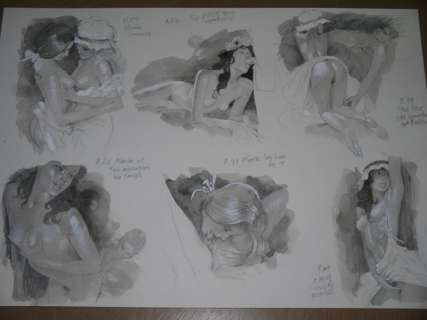 Erich Von Gã¶Tha | Erich von GÃ¶tha - Ensemble de 6 dessins originaux sur une même feuille - Fanny Hill - (2003) | Catawiki