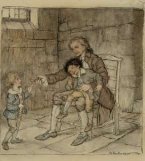 - Arthur Rackham (British, 1867-1939)
 He Gave Each a Large Piece of Gingerbread, The Vicar of Wakefield interior illustrati...