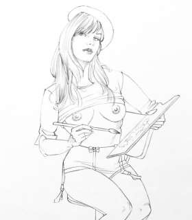 Giovanna Casotto | Giovanna Casotto - illustrazione originale a matita â€œTempo liberoâ€ - 25x35 - firmata - Page volante (2021) | Catawiki